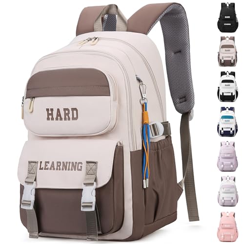 ibalulu Schulrucksack Teenager Mädchen Jungen Schulranzen Wasserdicht Rucksack Damen Herren Schultasche Laptop Tasche Daypacks Groß Backpack für Schule Reise Sport(Weiß Lila) von ibalulu