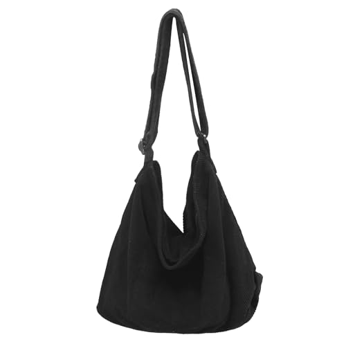 Ibalulu Umhängetasche Damen Handtasche, Cord Tasche Groß Shopper Tote Bag Schultertasche Casual Crossbody Bag mit Verstellbarer Schultergurt für Schule Büro Arbeit Reisen Ausflug Einkauf (Schwarz) Ibalulu Umhängetasche Damen Handtasche, Cord Tasche Groß Shopper Tote Bag Schultertasche Casual Crossbody Bag mit Verstellbarer Schultergurt für Schule Büro Arbeit Reisen Ausflug Einkauf (Schwarz) von ibalulu