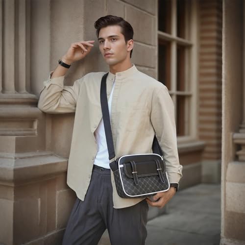 ibalulu Umhängetasche Herren PU Leder Schultertasche, Vintage Crossbody Bag Handtaschen Herren Wasserdicht & Leichte mit Mehreren Fächern Messenger Bag für Büro, Reisen und Alltag von ibalulu