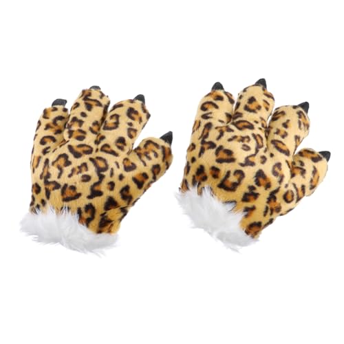 ibasenice 1 Paar Handschuhe Leoparden-Fäustlinge Kostüm Wolfpfote winterhandschuh rekawiczki zimowe plüsch stulpen Kleid für Kinder Halloween-Requisiten flauschige Kleidung Krallen Stoff von ibasenice