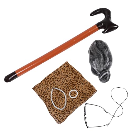 ibasenice 1 Satz Alter Omaanzug Erwachsene Alte Lady Cosplay Requisite Oma Halloween Cosplay Opa Kostümzubehör Oma Cosplay Requisite Oma Cosplay -brille Und Perücke Chiffon von ibasenice
