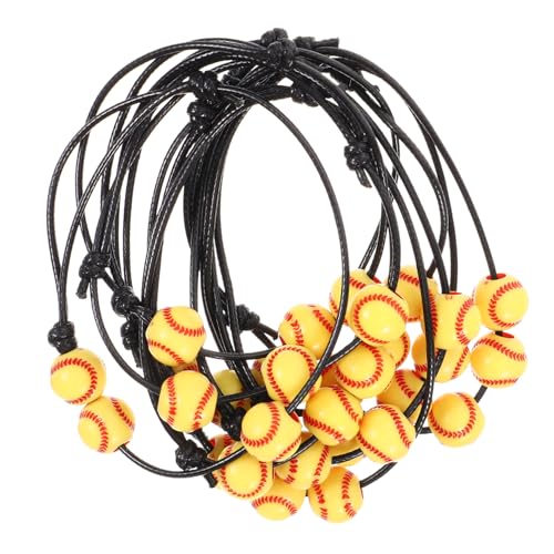 ibasenice 10stücke Softball-armbänder Mit Baseball-perlen Bettelarmband Geflochten Verstellbar Sportbällen Partygeschenke Zum Anlass Baseball Sportarmband Für Männer von ibasenice