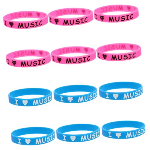 ibasenice 12stücke Teiliges i Love Music Silikonarmbänder Bunte Stretcharmbänder Für Musikfestivals Konzerte Und Partys Trendiges Zubehör Für Musikliebhaber von ibasenice