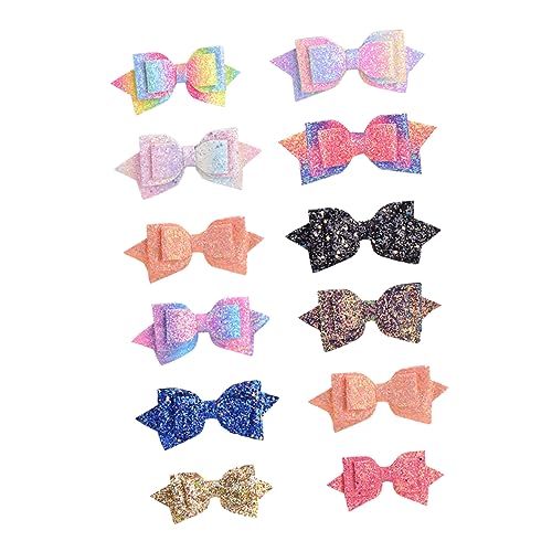 ibasenice 12st Schleife Haarnadel Alligatorhaarschleifen Bowknot-haarnadeln Glitzerschleifenclips Für Mädchen Haarspange Mit Glitzerschleife Haarschmuck Baby Kopfbedeckung Gradient Stoff von ibasenice