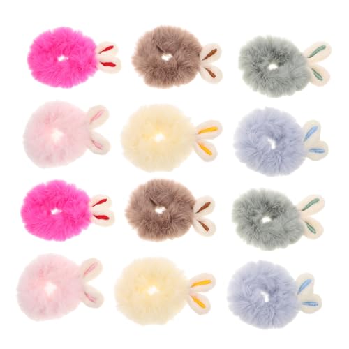ibasenice 12Stücke Elastische Haargummis mit Hasenohren Farbenfrohe Plüsch Haar Accessoires für Süße Haargummis für Kleine Langlebige Pferdeschwanzhalter von ibasenice