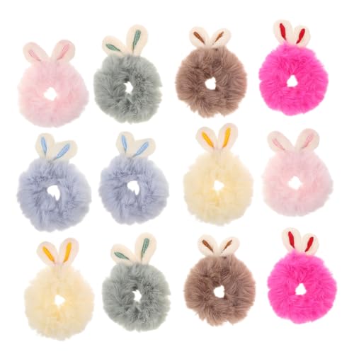 ibasenice 12stücke Plüsch Kaninchenohren Haargummis Für Mädchen Farbenfrohe Und Elastische Ponytail-bänder Für Kleinkinder Süße Haaraccessoires Für Täglichen Gebrauch von ibasenice