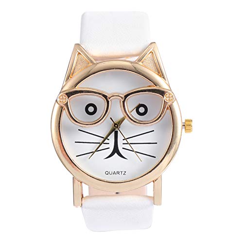 ibasenice 1stk Katzenuhr Mädchen Armbanduhr Kawaii Teens Watch Quarzarmbanduhren Studenten Schauen Zu Lederarmbanduhr Kindersportuhr Kinder Schauen Zu Pu Weiß Fräulein Lederriemen Die Katze von ibasenice