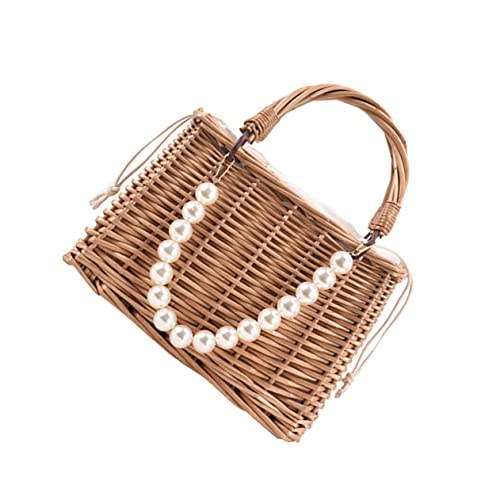 ibasenice Stroh Handtasche Frauen Mode Stroh Tasche Tasche Große Öffnung Strand Tote Tasche Tragbare Tasche von ibasenice