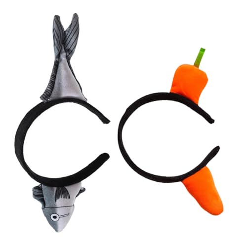 ibasenice 2 Lustige Haarbänder Interessante Reifen Kreativer Kopfschmuck Haarschmuck Partygeschenke Für Festivals (Fisch + Karotte) von ibasenice