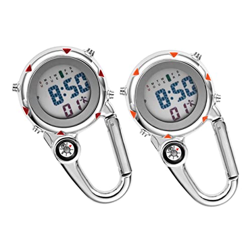 ibasenice 2 Sätze Multifunktionale Clip Taschenuhr Mit Karabinerhaken Leuchtende Hängeluhr Für Outdoor Aktivitäten Und Herren 2 Stücke * 2 von ibasenice