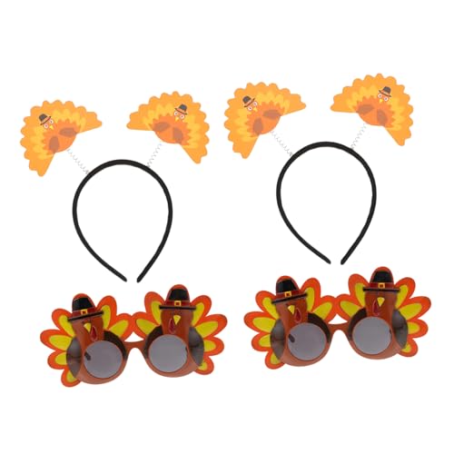 ibasenice 2 Sätze Türkei Brille Stirnband Cartoon Thanksgiving-Brille Thanksgiving-Sonnenbrille für Kinder Mädchen-Outfits mädchen stirnbänder Truthahnhaarreifen Thanksgiving-Kopfreifen Tuch von ibasenice