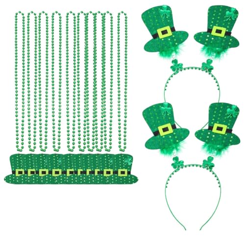 ibasenice 2 Sätze irische Halskette -Kopfbedeckung Schmuck vierblättrigem costumes fancy dress fiesta Schmuck für Kinder Halskette mit Anhänger Halskette Perlen von ibasenice