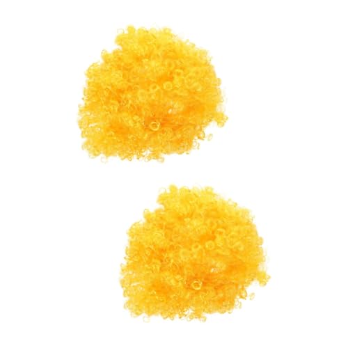 ibasenice 2stücke Gelbe Lockenperücke Für Erwachsene Und Afro Clown Perücke Für Kostümpartys Halloween Karneval Und Cosplay-verkleidungen Einfarbig Leicht Und Wiederverwendbar von ibasenice