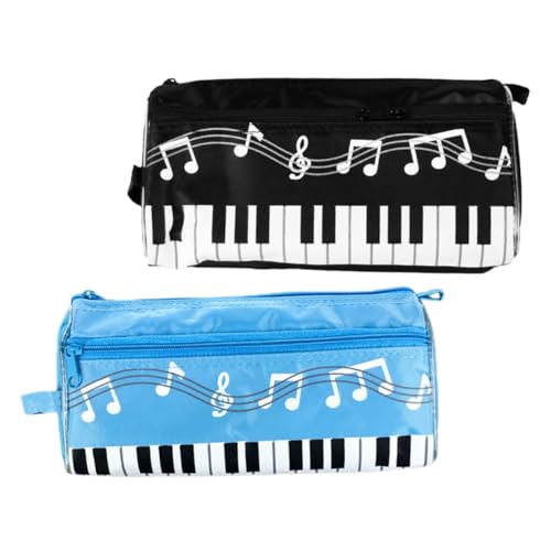 ibasenice 2 STK Mäppchen Stiftetui Tragbare Briefpapierbeutel Schreibwarentasche Stifthalter Aus Große Bleistifttasche Musik-bleistiftbox Schminktasche Reißverschluss Notiz Polyester Kind von ibasenice