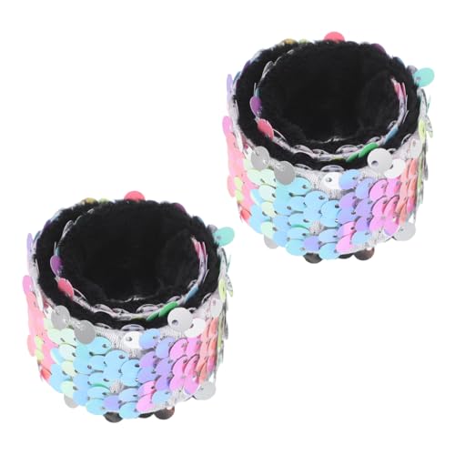 ibasenice 2 Stück Glitzer Schnapparmbänder für Regenbogenfarben Slap Armbänder für Jungen Partyzubehör für Geburtstagsfeiern und Spielanlässe Lustiger Schmuck von ibasenice