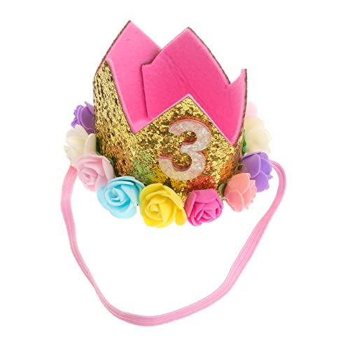 ibasenice 2St Geburtstagsmütze für Mädchen prinzessin geburtstag hut Krone für Kinder Stirnbänder baby krone Tiara Baby-Kopfbedeckung Blumenstirnband Junge Haarschmuck Haarkrone Kleinkind von ibasenice