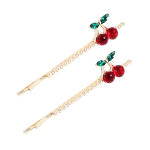 ibasenice 2stücke Seitliche Haarspangen Strasssteinen Kirschfarbene Dekorative Haarnadeln Für Damen Sicheren Haar-accessoires Für Alltag von ibasenice