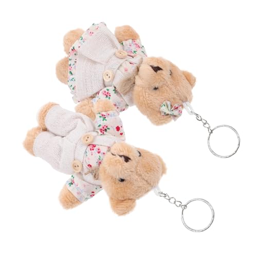 ibasenice 2 Stück Plüsch Bär Schlüsselanhänger Süße Tier Anhänger für Taschen Rucksäcke und Schlüssel Niedliche Deko mit Schlüsselring für Damen und Herren von ibasenice