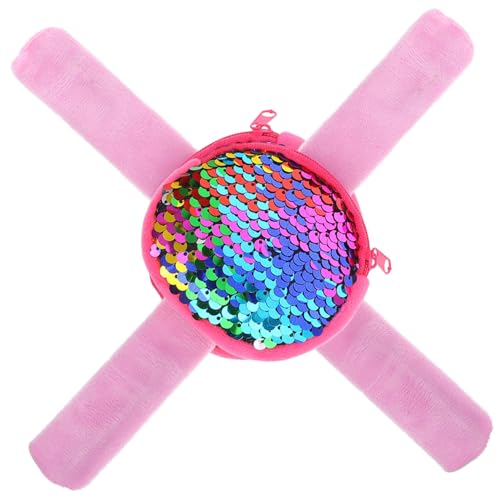 ibasenice 2 Stück Slap Bracelet mit Pailletten Buntes Armband und Münzbeutel Weiches Material Lustiges Party Accessoire für Geburtstage Schule und Sommerfeste Bequem Tragbar von ibasenice