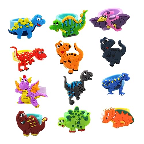 ibasenice 20 Stück Teiliges Dinosaurier Fingerpuppen aus Umweltfreundlichem PVC Bunte Cartoon Ringe für Jungen Mädchen Weiche Lustige Spielzeugringe für Rollenspiele Theater Party Mitgebsel von ibasenice