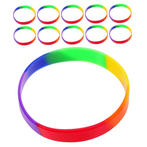 ibasenice 20Stücke Leuchtende Regenbogen Silikonarmbänder für Lgbt Pride Events Vielseitige Gummiarmbänder für Erwachsene Zubehör für Festivals von ibasenice