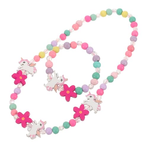 ibasenice 2stücke Wooden Jewelry Set Für Mädchen Bunte Junge Mädchen Halskette Und Armband Für Geburtstagsfeiern Und Feste Perfektes Für Kleine Prinzessinnen von ibasenice