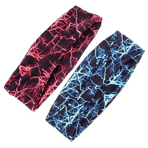 ibasenice 2Stücke Sport Stirnbänder Atmungsaktivem Material Für Fitness Und Sport Schweißabsorbierend Elastisch Für Männer Und Frauen Blitzrot Und Blitzblau von ibasenice