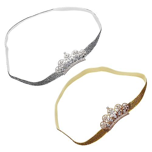 ibasenice 2st Baby Krone Kopfschmuck Diademe Für Mädchen Glitzerstirnband Kinder Kleinkind Haarband Prinzessin Haarband Baby Geburtstag Tiara Haarspange Für Kinder Eva Schal Kristall Kleine von ibasenice