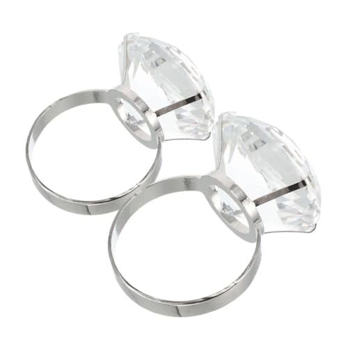 ibasenice 2st Große Diamantring-requisiten Perlen Abstandsperlen Strass-requisiten Charme Abstandshalter Simulierter Gefälschter Ring Shenzhen-dekorationen Trauring Legierung Transparent von ibasenice