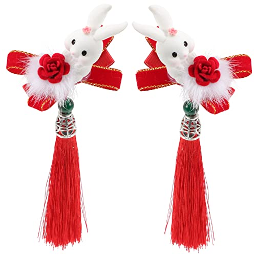 ibasenice 2st Häschen Haarnadel Haarklammer Klauenclips Für Dickes Haar Kaninchen Gewirr Goldene Schleife Fürs Haar Haarspangen Für Damen Haarstyling-stifte Haarschmuck Für Damen Stoff Rot von ibasenice