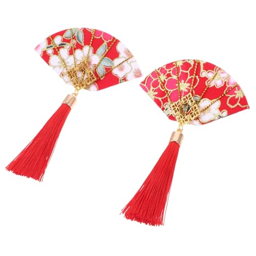 ibasenice 2st Japanische Haaraccessoires Braut Haarspange Clip-haarspangen Haartrockner Netz Kämme Süße Haarspangen Frauen Krawatten Chinesische Haarspangen Rave-accessoires Mini Stoff Rot von ibasenice