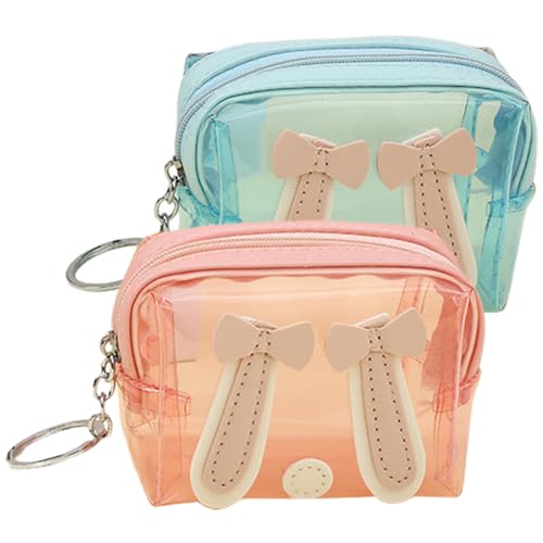 ibasenice 2st Mini-münzschlüssel Schlüsselbund Make-up-Tasche Kleines, Durchsichtiges Portemonnaie Wechselgeldbörsen Für Damen Süßes Portemonnaie PVC Beutel Schlüsselanhänger Tasche Student von ibasenice