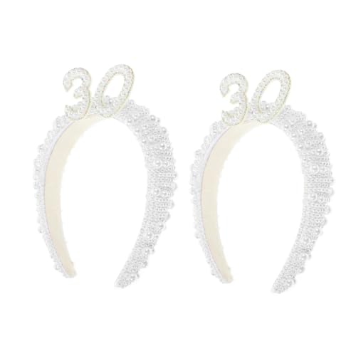 ibasenice 2stücke Geburtstag Perlen Haarschmuck Stirnband Für Frauen Elegantes Party-accessoire Für Fotoshootings Und Feierlichkeiten von ibasenice