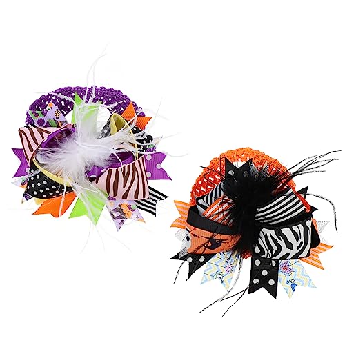 ibasenice 2stücke Mädchen Haarband Mit Schleife Halloween Kopfschmuck Gestickte Stirnbänder Schwarzem Federdesign Für Neugeborene Und Kleinkinder von ibasenice