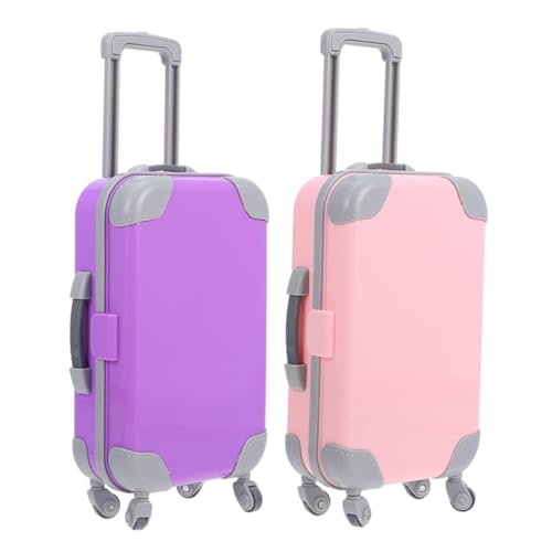 ibasenice 2stücke Puppen Koffer Mit Trolley Miniatur Gepäck Für Puppenhäuser Tragbare Aufbewahrungstasche Für Junge Mädchen Und Kreative Rollenspiele von ibasenice