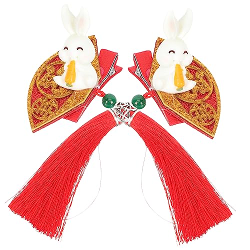 ibasenice 2stücke Tassels Haarspangen Für Mädchen Niedliche Chinesische Haarschmuck Für Neujahrsfeiern Kinderhaarbarette Mit Lustigem Design Und Hoher Haltbarkeit von ibasenice
