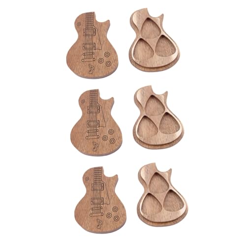 ibasenice 3 STK Gitarrenplektren-halteretui Gitarren-Daumen-Bilder E-gitarrenteile Plektrum Für E-Gitarre E-bass Gitarre Gitarren-Pick-aufbewahrungshalter Manager Hölzern von ibasenice