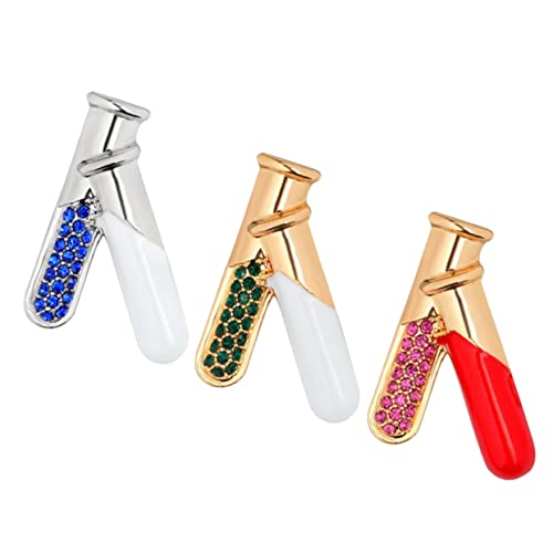 ibasenice 3 Stück Kreative Reagenzglas Broschen mit Strass Modische Labor Schmuck Anstecknadeln für Kleidung und Rucksack Bunte Emaille Pins für Damen und Herren für Party und Alltag von ibasenice