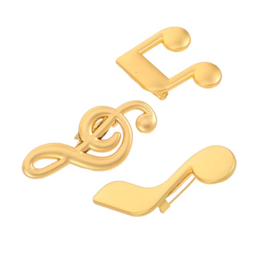 ibasenice 3 Stück Musiknotenbrosche Modisches Retro-Revers Anstecknadel für Kleid Anstecknadel für Männer Kragenabzeichenbroschen Anzugstift Anstecknadel mit Musiknoten Zinklegierung Golden von ibasenice