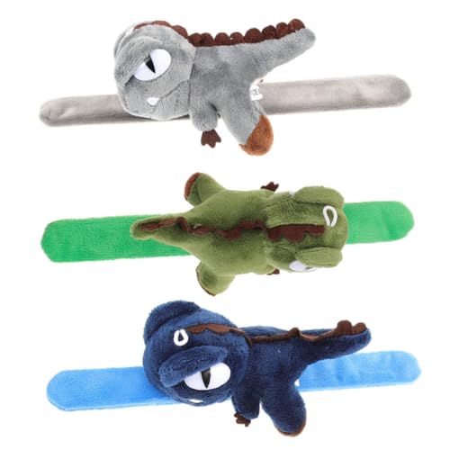 ibasenice 3 Stück Teiliges Dinosaurier Plüsch Armband Leichte Cartoon Slap Wristbands für Erwachsene Weiche Hautfreundliche Partyaccessoires in Grün und Blau von ibasenice