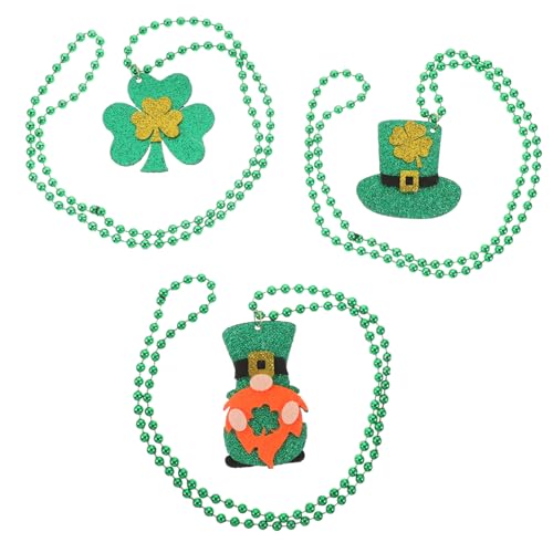 ibasenice 3St Klee-Halskette Halsketten St. Patricks Day Halsband Saint Patrick Halskette geschenk deko irish's day party versorgung st patricks day party favors Perlen schmücken Irland Korn von ibasenice