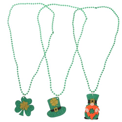 ibasenice 3St Klee-Halskette St. Patricks Day Perlenkette Saint Patrick Halskette Halsketten geschenk kinderschminke Halskette mit Perlenkette Kleeblatt Halskette bilden Zylinder einstellen von ibasenice