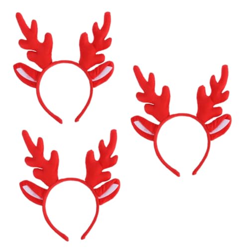 ibasenice 3st Weihnachtliche Kopfbedeckungen Mädchen Stirnband Mädchen Stirnbänder Rentiergeweih Hirschgeweih Stirnbänder Hirschgeweih Stirnband Kinder Weihnachtsgeweih-stirnband Rot von ibasenice