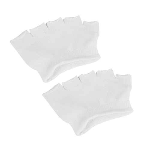 ibasenice 4 Paar Damen Zehensocken Weiß Peep Toe Socken aus Baumwolle mit Elastischem Atmungsaktivem Stoff und Vorfußstütze Füsslinge für Yoga Fitness und Alltag von ibasenice