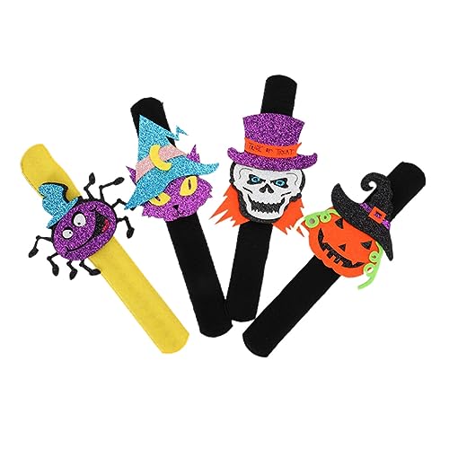 ibasenice 4 Stück Halloween Slap Armbänder Kinderfreundliche Handgelenkspielzeuge mit Kürbis und Fledermausdesign für Halloween Partys und Mitgebsel Leicht und Tragbar Sicher für von ibasenice