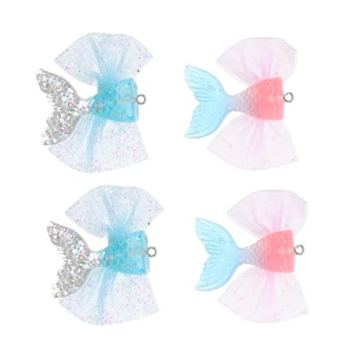ibasenice 4 Stück Meerjungfrau Anhänger Glitzer Fischschwänze Charms für Diy Schmuckherstellung für Armbänder und Bastelprojekte Vielseitige und Charmante Designs von ibasenice