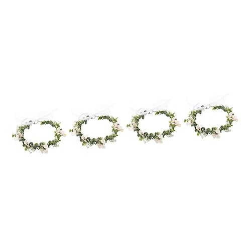 ibasenice 4 Stück Stirnband Novia-kleider Hochzeit Haarkranz Feenkostüm Für Damen Umstandskleid Für Fotoshooting Florale Kopfbedeckungen Haarschmuck Beflockung Weiße Blumen Empfindlich Braut von ibasenice