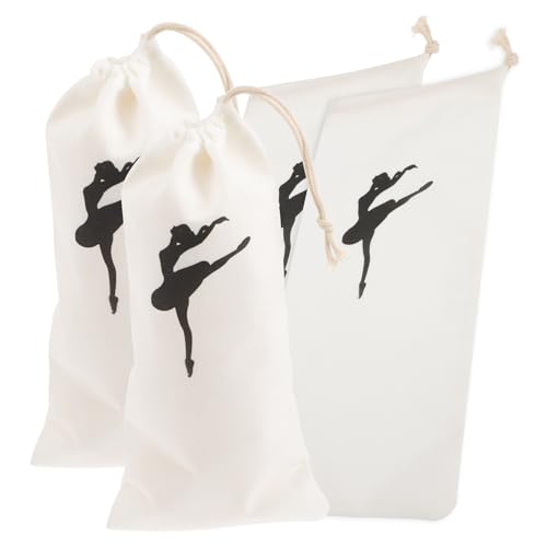 ibasenice 4 Stück Teiliges Ballett Schuhbeutel Canvas mit Kordelzug Große Aufbewahrungstasche für Ballettschläppchen und Tanzschuhe für Mädchen und Ballerinas Leicht und Sicher für von ibasenice