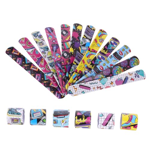 ibasenice 48 Stück Teiliges Rockmusik Slap Armband aus Langlebigem PVC und Leichte Bequeme Knickarmbänder mit Lustigem Cartoon Design für Rockmusik Partys Neujahrsfeiern und Musikliebhaber von ibasenice