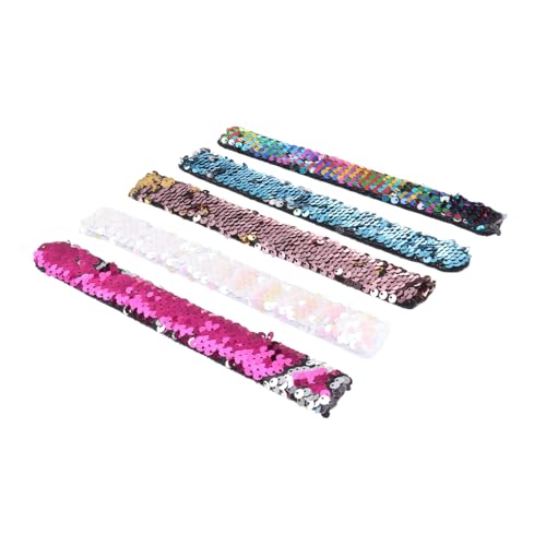 ibasenice 5 Stück Slap Armband mit Glitzer Meerjungfrau Design Flexible Langlebige Kinderarmbänder Bunte Schmuckbänder für Mädchen Party und Kleine Geschenke Kreative Spielzeugarmbänder von ibasenice